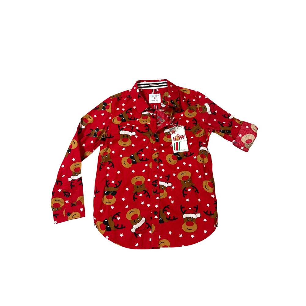 NWT‎ Denim & Flower Ricky Singh Size 9/10 Boy Christmas Holiday Red Button Up